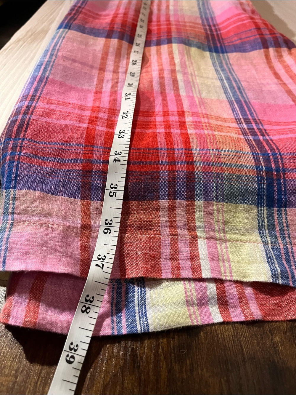 C&C California 100% Linen Pink, Red & Green Plaid Shift Tank Dress Large - Picture 8 of 9
